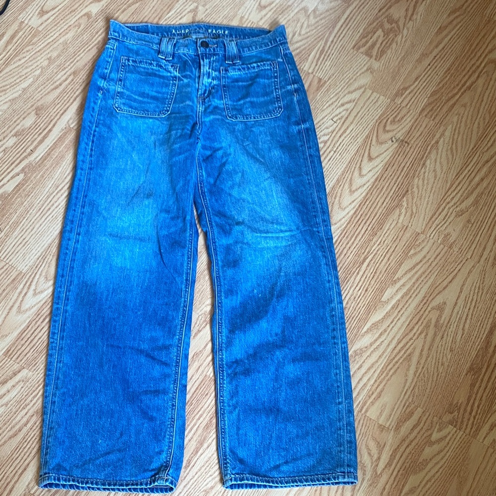American Eagle Outfitters Blue Wide-Leg Jeans
